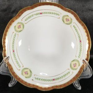 Antique Moritz Zdekauer Pink Rose Porcelain Dessert Bowl